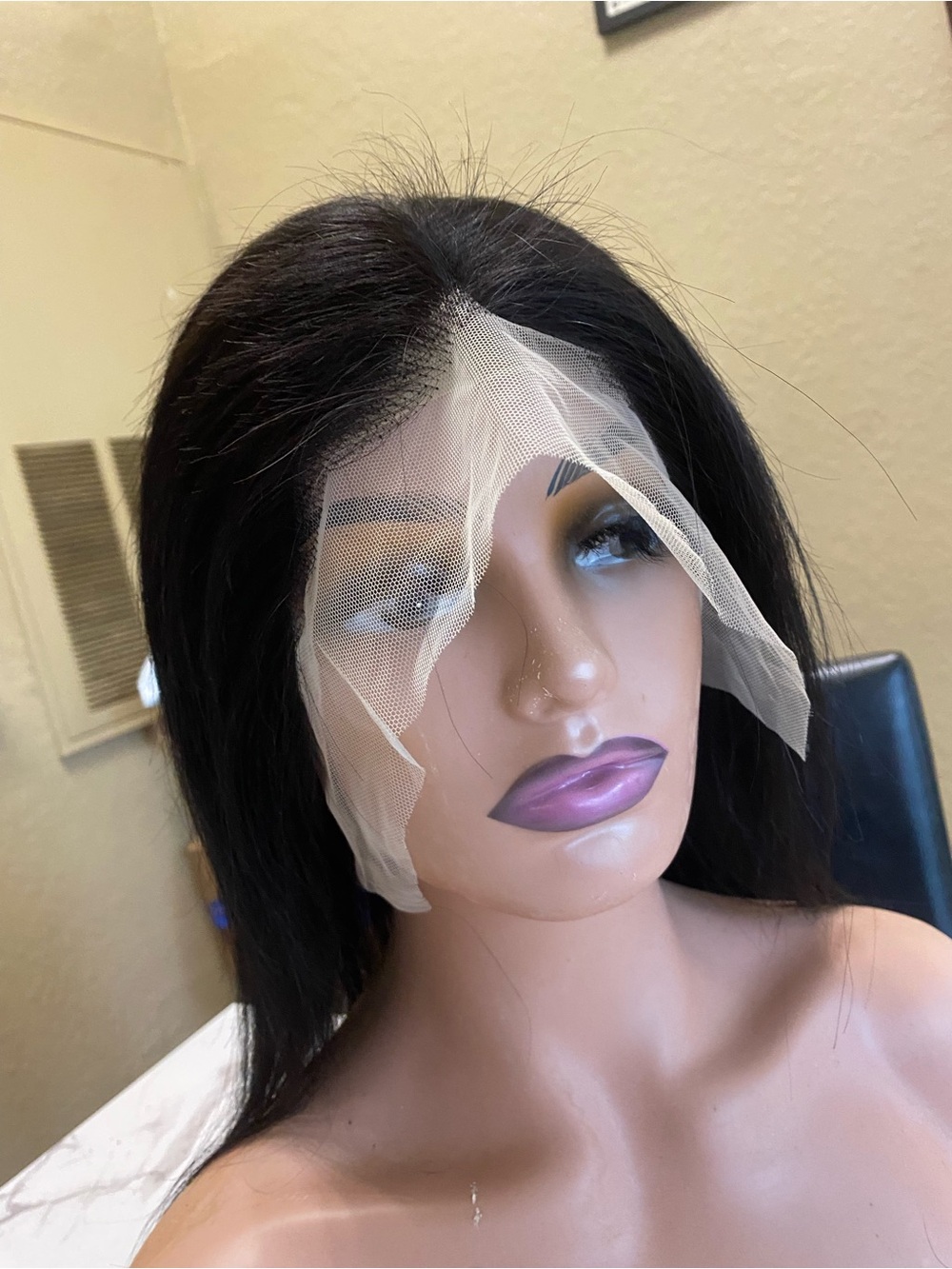 Black Lace Front Human Hair Wig - Sleek Natural Black